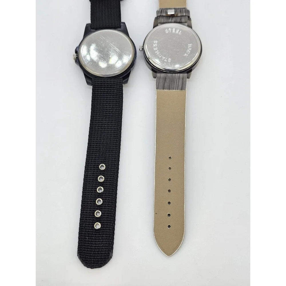 2X Men's Analog Watches 40MM Black Gray Dial Black Gray Bands New Battery